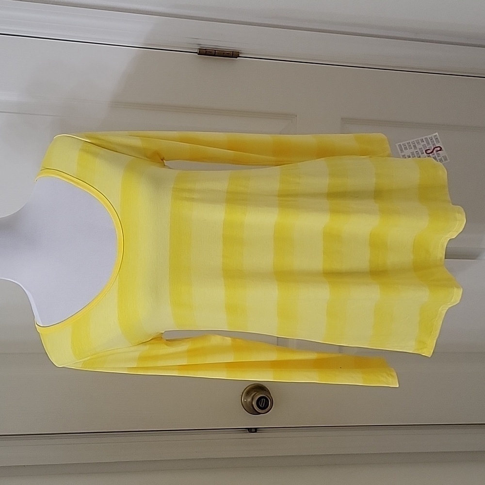 Lularoe Size S Yellow On Yellow Striped Lynnae Long Sleeved Scoop Neck Top, New